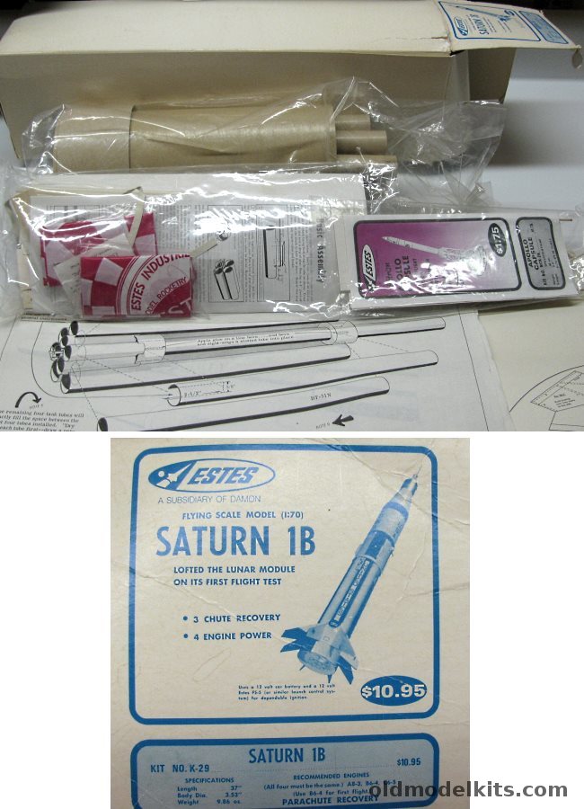 Estes 1/70 Saturn 1B With Four Engine Cluster Power - 37 Inches Tall, K-29 plastic model kit